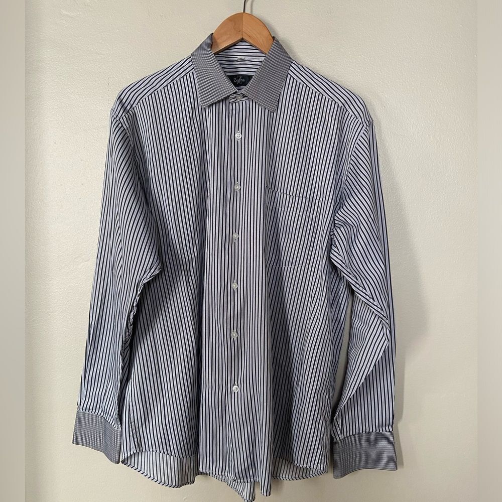 Z Zegna Striped button down shirt black/gray/white  42 L